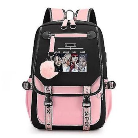 Blackpink Roseanne Park Lisa Kim Ji Soo T htiolkaimella Varustettu Reppu Korean USB-XH (Musta P lytytt Uusi)
