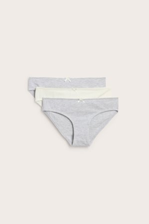 Kappahl | Ribbade brieftrosor 3-pack Ljusgrå 134/140 | Ljusgrå