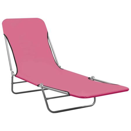 Vidaxl Hopfällbara Solsängar 2 St Stål Och Tyg Rosa Rosa