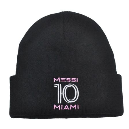 Mub- Miami Messi Mössa AW 10 Broderad Stickad Mössa Fläkt Varm Kall Keps No. 10 - Black