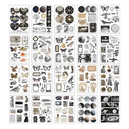 20 ark retro journal klistermärken självhäftande dekorativa vintage scrapbook klistermärken för handbok anteckningsbok fotoalbum