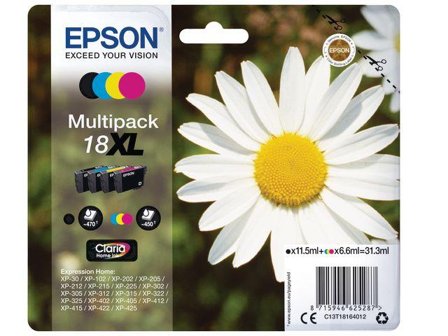 Epson 18XL - 4-pack - XL - svart, gul, cyan, magenta - original - blekkpatron