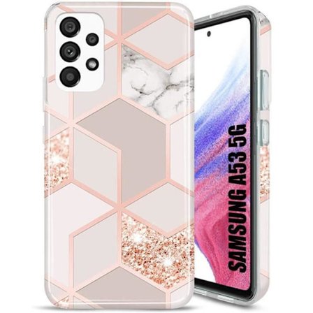 Etui til Samsung Galaxy A53 5G - BOOLING - Pink marmormønster - Blød stødsikker beskyttelse