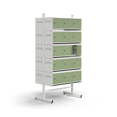 Schuhschrank ENTRY, Unterschrank, 30 Metalltüren, 1800x900x600 mm, weiß/grün