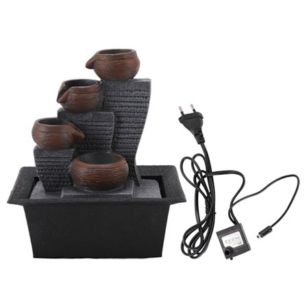 Bordplade Vandfontæne med Farvet Lys Resin Proces Desktop Vandfald Ornament til Hjemmet Studie EU Stik 220-240V