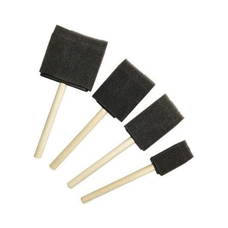 4-pack skumgummi penslar med trähandtag för hantverk, glas, akryl, bets, lack, glitter och lim