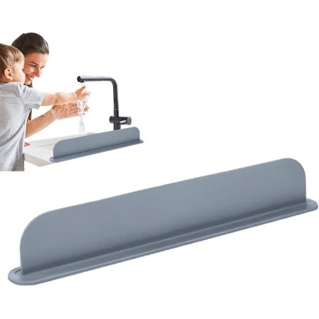 ING Keittiön roiskesuoja, 52 x 5 x 8,5 cm Erittäin pitkä silikoninen roiskesuoja, Uudelleenkäytettävä roiskesuoja, Imukuppi kylpyhuoneen hanaan ja 