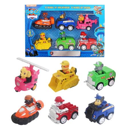 6 stk/sett Paw Patrol Valpe Action Figurer Tilbake Trekk Biler Leker-WELLNGS