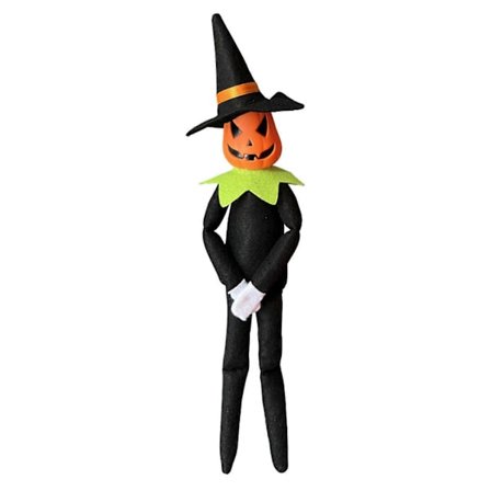 36 cm Græskarfe Legetøj med Sort Hat Hvide Handsker Kostumer Kjoler Kappe til Halloween Efterårshøst Højtidspynt Grøn