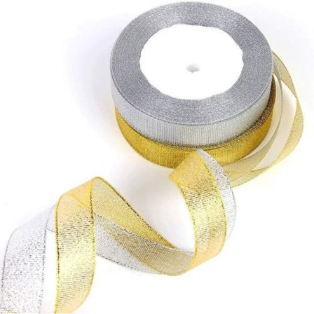 Febbya Organza Band, 22 Meter 20mm Presentband 4 Stycken Glittrande Blanka Band