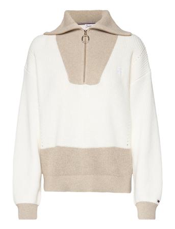 Colourblock Half-Zip Sweater Pullover Striktrøje Hvid Tommy Hilfiger