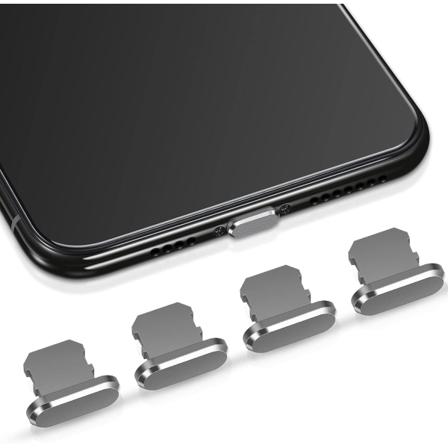 (Grå) 4 støvstik kompatible med iPhone 11, 12 Anti-støv opladningsbeskytter Kompatibel med iPhone 11, 12, Pro, Max/X/XS/XR, 7, 8 Plus, iPad Mini/Ai