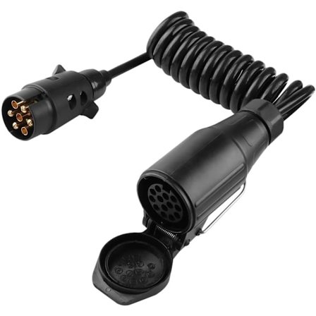 Tilbehør Tilhenger Bilhenger, 7-veis Plugg Tilhenger 7-13 Pin Spiral Kabel Forlengelseskontakt, Forlengelse 2M for Kabel Tilhengersystemer V 12