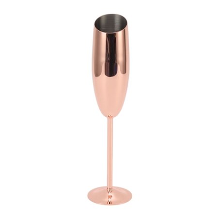 Metallbeger Rustfritt Misfargingsbestandig Skråkant Munn Rustfritt Stål Champagne Glass for Feiring Fest Hjem Kobberbelagt