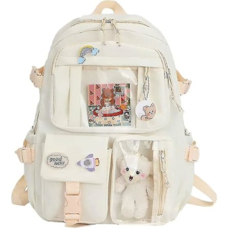 Æstetiske skoletasker med kawaii-nåle og sødt tilbehør kawaii-rygsæk til teenagepiger