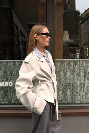 NA-KD Trench doux avec ceinture - Trenchcoats - Beige - EU 38