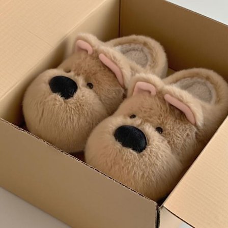 Westie Hunde Hjemmesko | Plys Varme Indendørs Hjemmesko *40-41* Khaki Sigour