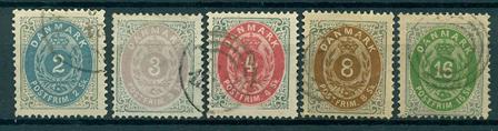 Danmark 1871 - 2x16 sk tofarvede skillingsmærker