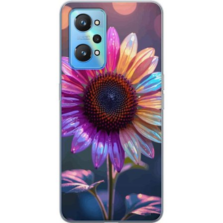Yhteensopiva Puhelinkuori Realme GT Neo2 Iridescerende kukka, jossa kimaltelevat terälehdet vaaleanpunaisessa, violetissa ja kultaisessa sävyssä pe