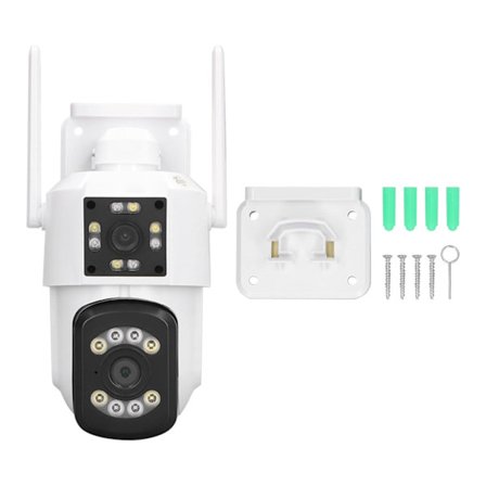 Utomhus WiFi Säkerhetskamera 2 Linser PTZ IP-kamera 320 90 Graders Rotation 3MP Mörkerseende 2-Vägs Ljud IP66