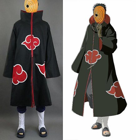 Naruto Akatsuki Tobi Uchiha Obito Kappe Kåpe + Resin Maske Cosplay Kostyme -a