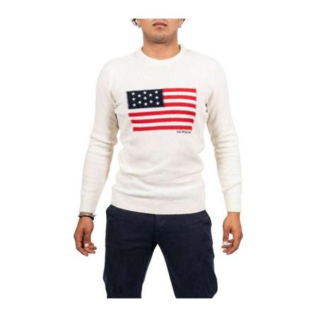 U.s. Polo Assn., Round-neck Knitwear Wit, Heren, Maat:S