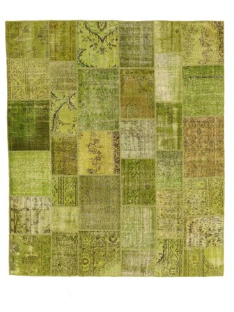 Håndknyttet Patchwork 259X300 Vintage Ullteppe Mørk Gul/Gul Stort