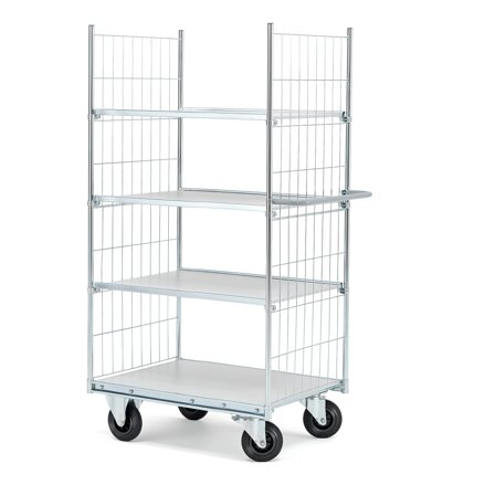 Etagenwagen CARRIER mit 4 Böden, 800 x 600 mm, verzinkt