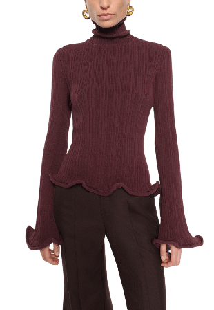SÉFR Paloma Sweater Maroon Rib Jersey Tröjor Dam Röd S
