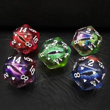 Polyhedral Dragon Eye 20-sidet terningsett, 5 stk, standardstørrelse 20
