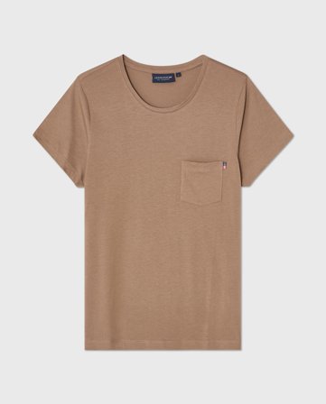 Lexington Klassisches t-shirt aus baumwoll-modal-mix, braun