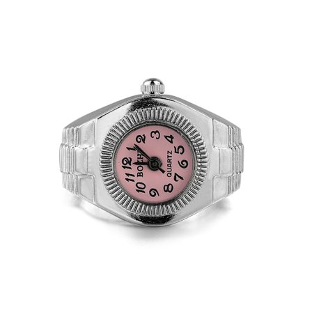 Finger Ring Watch Shape Stretchy Unisex Pointer Round Dial Quartz Watch Ring For
