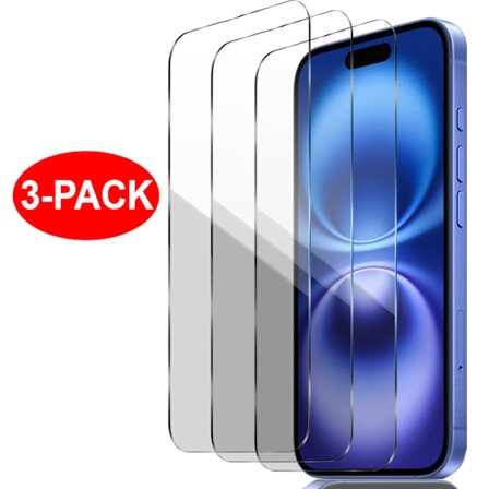 3-Pack - iPhone 16 - Härdat Glas Skärmskydd Transparent