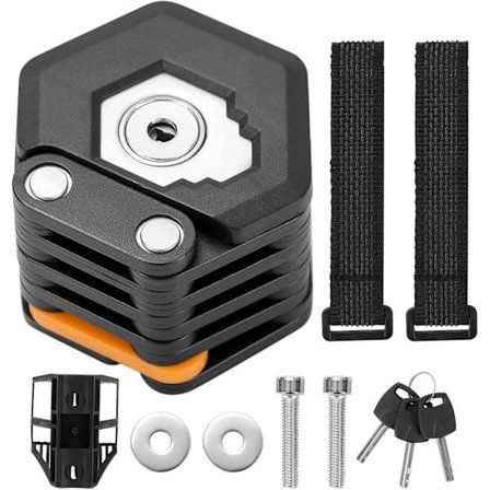 Bærbar cykellås, cykellås, foldbar kæde, legeret stål, foldelås med nøgler og låsebeslag til elektrisk scooter