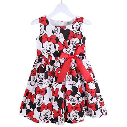 Barn Flickor Summer Cartoon Minnie Mouse Bowknot Princess Swing Dress E A 4-5 år
