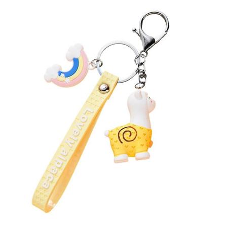 1 stk tegneserie nøglering Alpaca formet hængende vedhæng nøglering taske dekoration gul Yellow