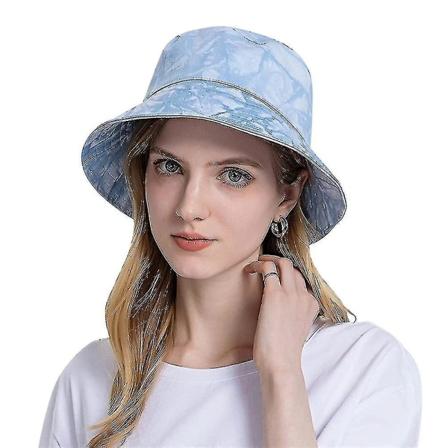 Kvinnors Tie Dye Bucket Hat, bomull packbar solhatt, utomhus bred brättad fiskarhatt för kvinnor flickor