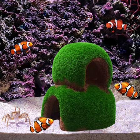 Harts Konstgjorda Prydnader Moss House Hideout Fish Tank Aquariu