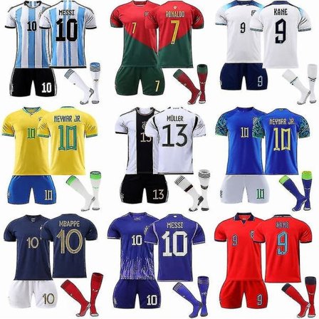 22/23 Vuxna Barn Fotbollströja Fotbollströja Set Röd Grön Ronaldo 7 L