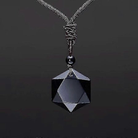 Hänge i svart obsidian för kärlek och lycka - naturlig sten amulett smycke