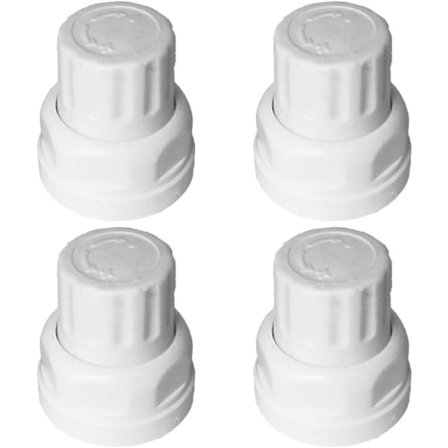 Pakke med 4 Hvite Plast Push-On Radiatorventilhetter for Gulvvarme Fordeler Styringshjulbryter (Kort)