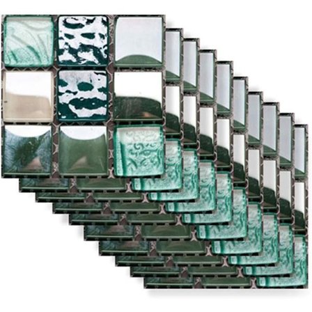 10 stk. Smaragdgrønne Marmor Mosaikk Veggfliser Overføring Klistremerker Selvklebende Vanntett Kjøkken Baderom Fliser Veggklistremerker Vinyl Kunst 