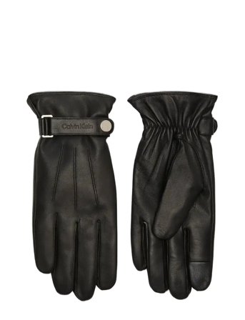 Calvin Klein | Logo Strap Smooth Leather Gloves | L/XL