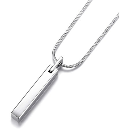 Katea Herr Tungsten Stål Bar Hänge Halsband med 55 cm Rostfritt Stål Ormkedja