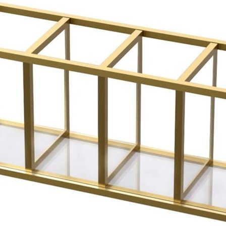 Akryl penneholder med 4 rum, guld kobberkant KLB