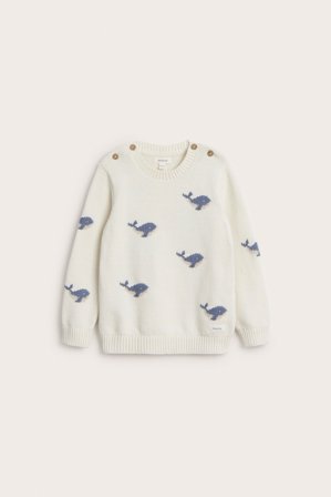 Newbie | Sweter z dzianiny, w wieloryby | Offwhite