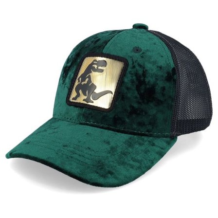 Calza Pennello - Grön trucker Keps - Kids Dino Gold Patch Velvet Green/Black Trucker @ Hatstore