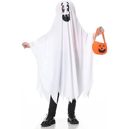 Barnekostyme til Halloween, hvitt spøkelse, til utkledning, Halloween-kostyme til barnehageforestilling