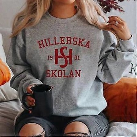 Young Royals Hillerska Skolan Collegepaita Hillerska Skolan Huppari Naisten Pitkähihainen Collegepaita Graafiset Hupparit Streetwear-topit (XXXL 