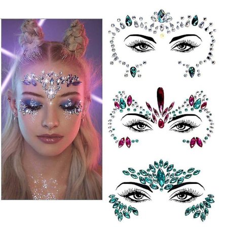 3 kpl Halloween Hohtavat Kasvojalokivet Tattoo Tarra, cosplayf